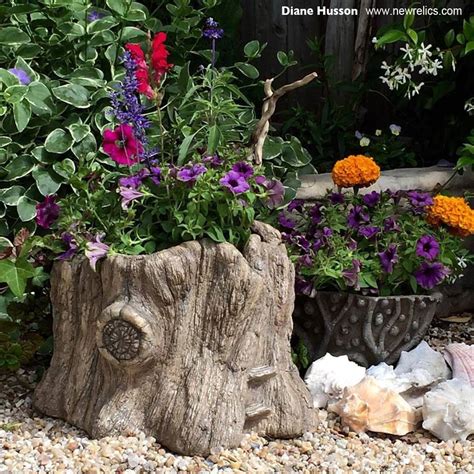 artificial wood stump planter.